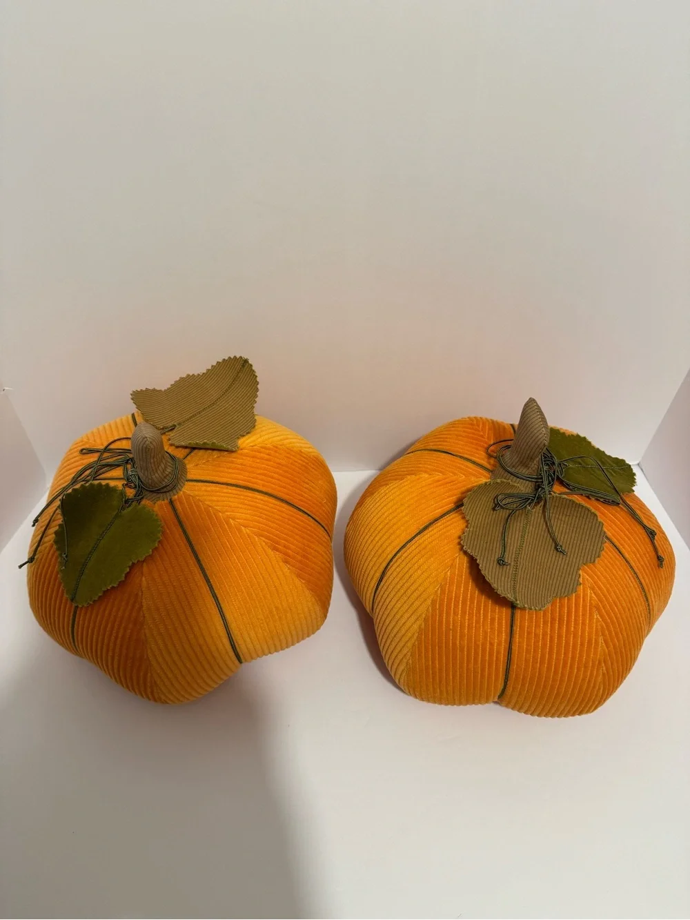 10” Hallmark Corduroy Pumpkin Plush - Autumn, Thanksgiving, & Halloween Set Of 2